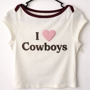 Grayson Threads “I ♥ Cowboys” Ribbed Baby Tee Top Small